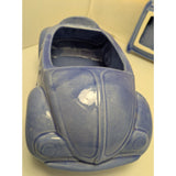 1988 J.L. Lisa & Co. Ceramic Car Cookie Jar Purple Blue Glaze VW Bug Beetle USA