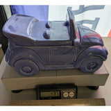 1988 J.L. Lisa & Co. Ceramic Car Cookie Jar Purple Blue Glaze VW Bug Beetle USA