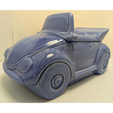 1988 J.L. Lisa & Co. Ceramic Car Cookie Jar Purple Blue Glaze VW Bug Beetle USA