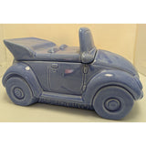1988 J.L. Lisa & Co. Ceramic Car Cookie Jar Purple Blue Glaze VW Bug Beetle USA