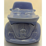 1988 J.L. Lisa & Co. Ceramic Car Cookie Jar Purple Blue Glaze VW Bug Beetle USA
