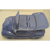 1988 J.L. Lisa & Co. Ceramic Car Cookie Jar Purple Blue Glaze VW Bug Beetle USA