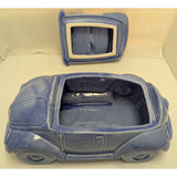 1988 J.L. Lisa & Co. Ceramic Car Cookie Jar Purple Blue Glaze VW Bug Beetle USA