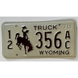 1978 12 356 AC Wyoming Truck License Plate Porsche