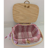 7" 1997 Pink Stripe Fabric Kiddie Purse Longaberger Small Basket Lid Liner USA Handwoven