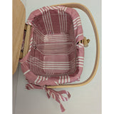 7" 1997 Pink Stripe Fabric Kiddie Purse Longaberger Small Basket Lid Liner USA Handwoven