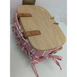 7" 1997 Pink Stripe Fabric Kiddie Purse Longaberger Small Basket Lid Liner USA Handwoven
