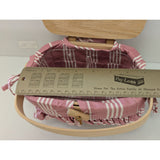 7" 1997 Pink Stripe Fabric Kiddie Purse Longaberger Small Basket Lid Liner USA Handwoven