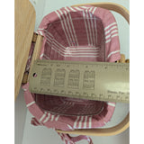 7" 1997 Pink Stripe Fabric Kiddie Purse Longaberger Small Basket Lid Liner USA Handwoven