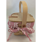 7" 1997 Pink Stripe Fabric Kiddie Purse Longaberger Small Basket Lid Liner USA Handwoven