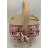 7" 1997 Pink Stripe Fabric Kiddie Purse Longaberger Small Basket Lid Liner USA Handwoven