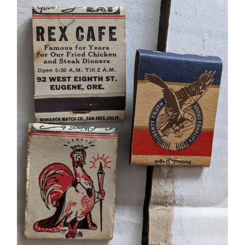 Rex Cafe Eugene Oregon FOE NO 275 Aerie Matchbook Covers Vintage Paper Matches