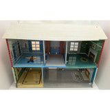 1974 Marx Toy Dollhouse Metal Tin Lithograph Litho 2-Story 5 Rooms 19"x14"x9" USA Made Vintage Doll House