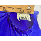 15" Blue Egermann Czech Republic Glass Wave Bowl Centerpiece Bohemian Crystal Console Art