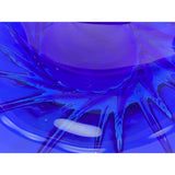 15" Blue Egermann Czech Republic Glass Wave Bowl Centerpiece Bohemian Crystal Console Art