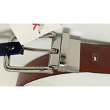 NEW 38-40 L Tommy Hilfiger Reversible Leather Belt Brown/Tan Silver Buckle NWT Tags