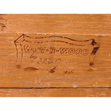 w/TRAY Handle SPLIT AS-IS Woven Wood Picnic Basket By WOV-N-WOOD With Handles