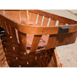 w/TRAY Handle SPLIT AS-IS Woven Wood Picnic Basket By WOV-N-WOOD With Handles