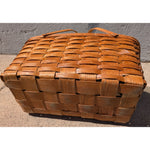 w/TRAY Handle SPLIT AS-IS Woven Wood Picnic Basket By WOV-N-WOOD With Handles