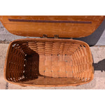 w/TRAY Handle SPLIT AS-IS Woven Wood Picnic Basket By WOV-N-WOOD With Handles