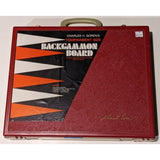 Charles H. Goren's Tournament Size Backgammon Board Game Travel Attaché Case Set Faux Signed