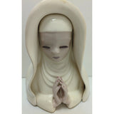7" Nun Head Vase Planter Vintage Small Religion Religious Christianity Figure Figurine Pottery