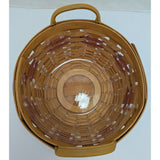 10" 1999 Longaberger Popcorn Basket Christmas Collection Leather Handles USA Round