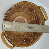 10" 1999 Longaberger Popcorn Basket Christmas Collection Leather Handles USA Round