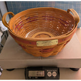 10" 1999 Longaberger Popcorn Basket Christmas Collection Leather Handles USA Round