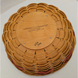 10" 1999 Longaberger Popcorn Basket Christmas Collection Leather Handles USA Round