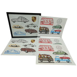 Framed Porsche VW Car Cartoon Art Print Lot 4 Paper 2020 8x10