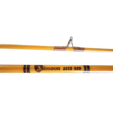Yellow Johnson Accu-Rod model S4M56, 5'6" Vintage Fishing Rod Spin Casting 2 Pc. Fiberglass Pistol Grip