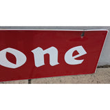 MAKE OFFER 6'X14" Firestone Red & White Tin Metal Advertising Sign Embossed Rectangle Garage Decor