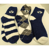 NWOT NEW 3 Pair BYU Socks Women Argyle Soft Fuzzy Brigham Young University Winter Dongel Bay
