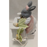 FADED Carrot Juice Stand Bunny Easter Dept 56 Figurine Ceramic Gray & White