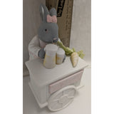 FADED Carrot Juice Stand Bunny Easter Dept 56 Figurine Ceramic Gray & White