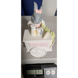 FADED Carrot Juice Stand Bunny Easter Dept 56 Figurine Ceramic Gray & White