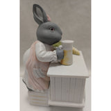 FADED Carrot Juice Stand Bunny Easter Dept 56 Figurine Ceramic Gray & White