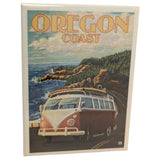 Oregon Coast Lantern Press Magnet & Image Retro VW Van Bus Window Scenic Design
