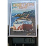 Oregon Coast Lantern Press Magnet & Image Retro VW Van Bus Window Scenic Design