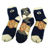 NEW 3 Pair BYU "Y" Socks Women Blue Argyle Soft Fuzzy Brigham Young University Winter Dongel Bay