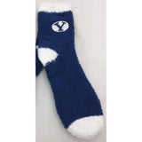 NEW 3 Pair BYU "Y" Socks Women Blue Argyle Soft Fuzzy Brigham Young University Winter Dongel Bay