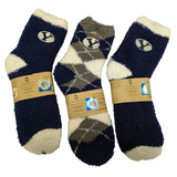 NEW 3 Pair BYU "Y" Socks Women Blue Argyle Soft Fuzzy Brigham Young University Winter Dongel Bay