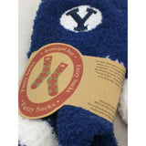 NEW 3 Pair BYU "Y" Socks Women Blue Argyle Soft Fuzzy Brigham Young University Winter Dongel Bay