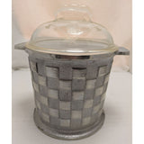Ice Bucket Guardian Service Ware Aluminum Plastic Liner Glass Lid Medieval Axe Armor Vintage