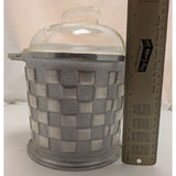 Ice Bucket Guardian Service Ware Aluminum Plastic Liner Glass Lid Medieval Axe Armor Vintage