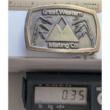 Rare Great Western Malting Co Brass Belt Buckle Wheat Grain Great American Beer