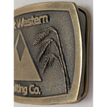 Rare Great Western Malting Co Brass Belt Buckle Wheat Grain Great American Beer