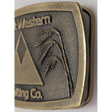 Rare Great Western Malting Co Brass Belt Buckle Wheat Grain Great American Beer