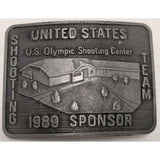 1989 Sponsor Belt Buckle U.S. Olympic Shooting Team Center United States Vintage Metal